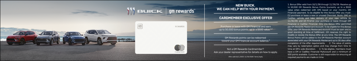 Purchase or lease with GM Financial and earn up to 50,000 bonus points, up to a $500 value.1 and ...